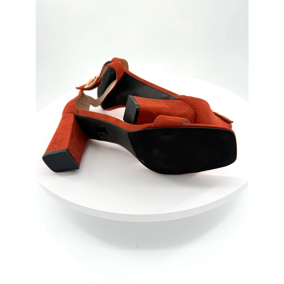 NWOB C Comfort Est 1946 Women’s Rust Suede Block Heel Sandals Size 11 - Picture 7 of 9